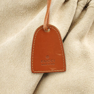 Gucci 76554 Beige Suede Ruched Handbag