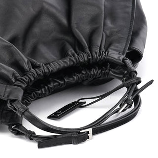 Gucci 76554 Black Calfskin Ruched Bag