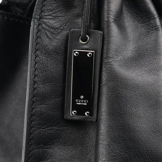 Gucci 76554 Black Calfskin Ruched Bag
