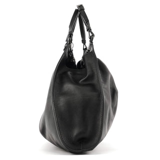 Gucci 76554 Black Calfskin Ruched Bag