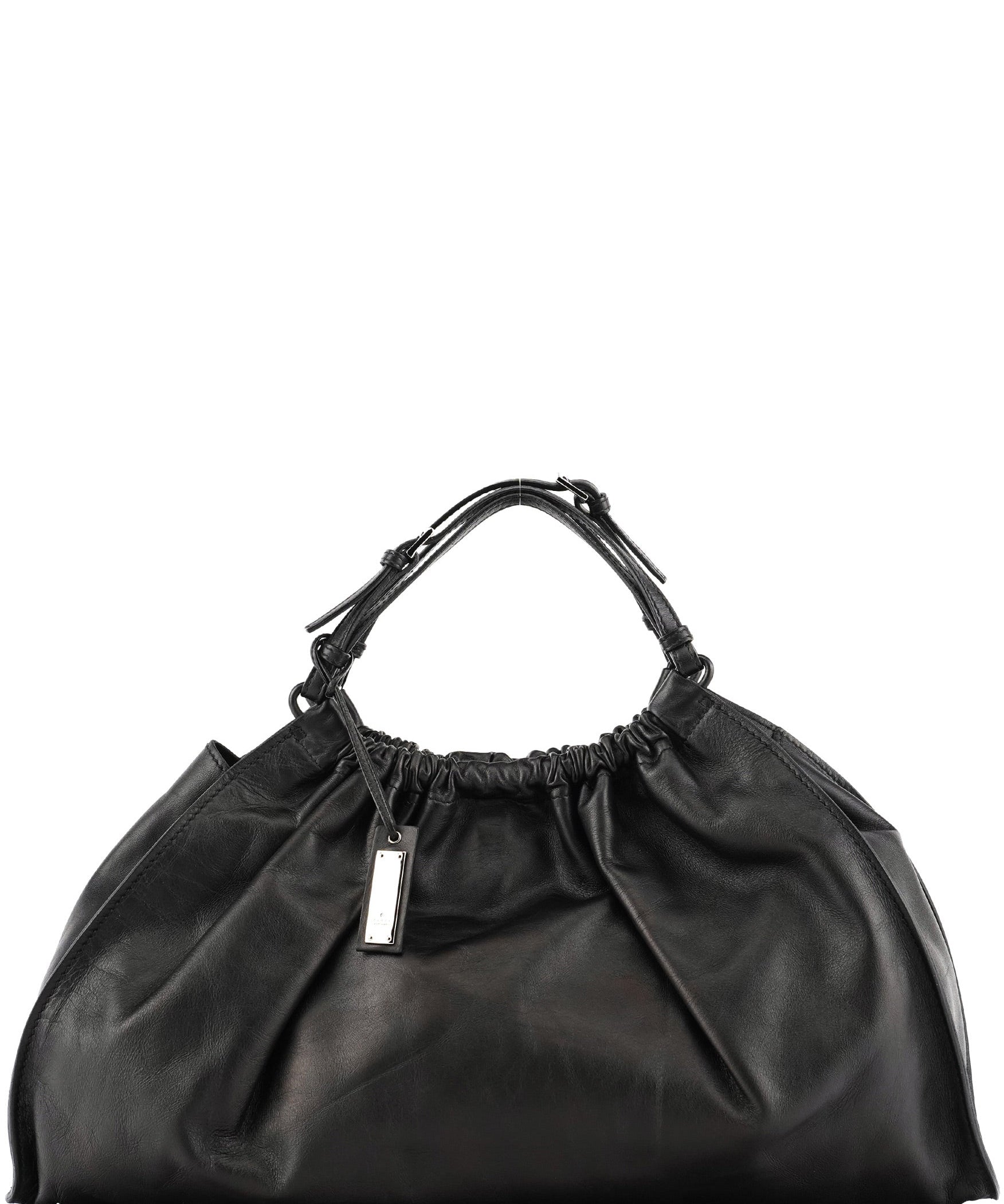 Gucci 76554 rynkad väska i svart kalvskinn