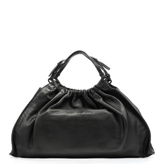 Gucci 76554 Black Calfskin Ruched Handbag
