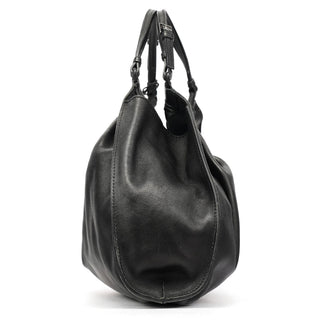 Gucci 76554 Black Calfskin Ruched Handbag