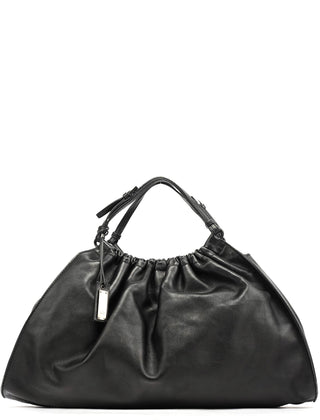 Gucci 76554 Black Calfskin Ruched Handbag