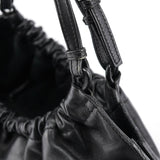 Gucci 76554 Black Leather Ruched Bag