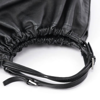 Gucci 76554 Black Leather Ruched Bag