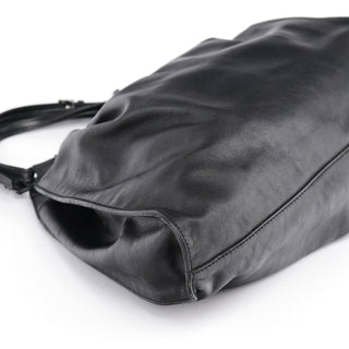 Gucci 76554 Black Leather Ruched Bag