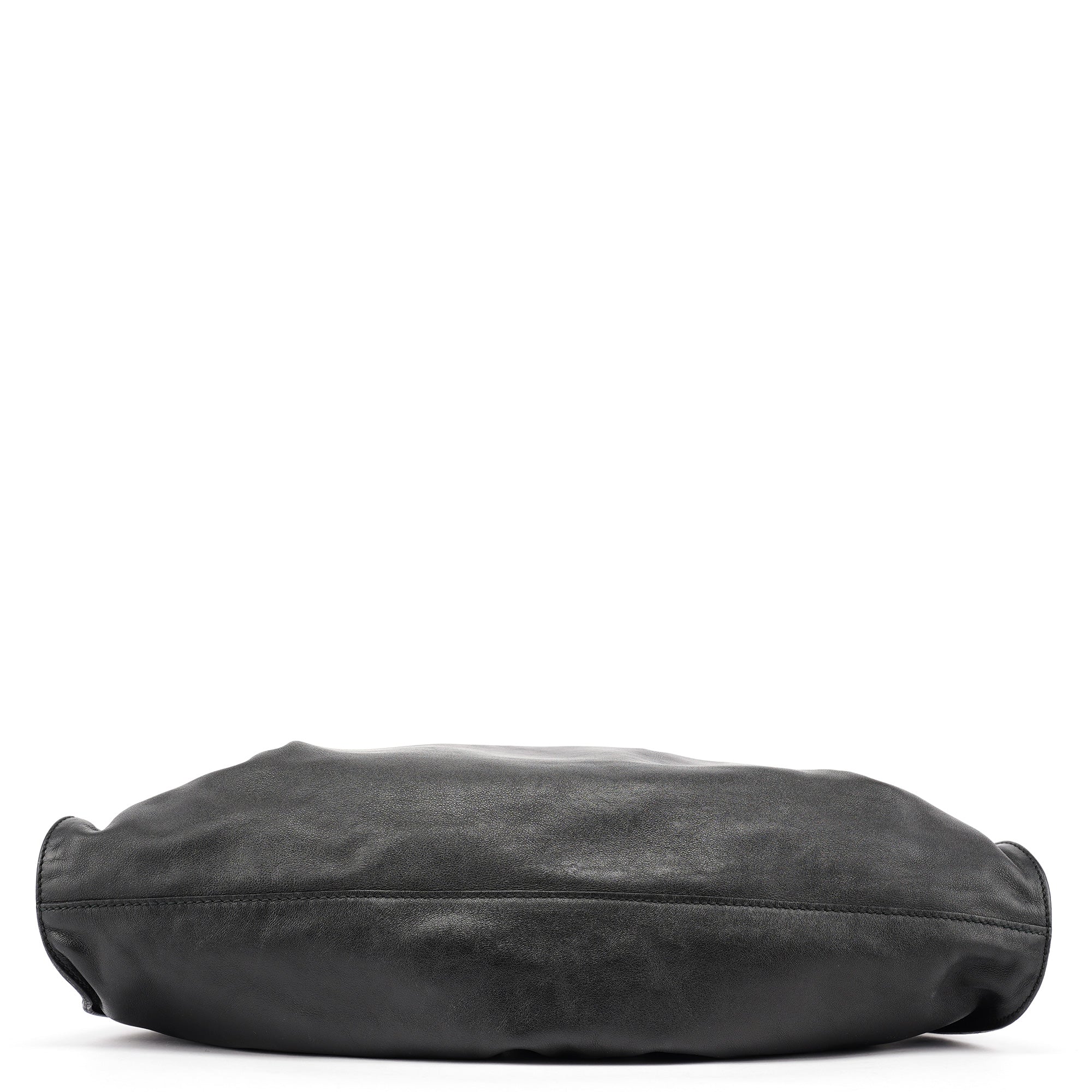 Gucci 76554 Black Leather Ruched Bag