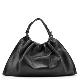 Gucci 76554 Black Leather Ruched Bag
