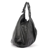 Gucci 76554 Black Leather Ruched Bag