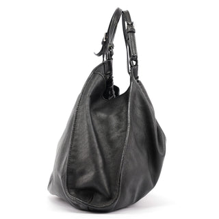 Gucci 76554 Black Leather Ruched Bag