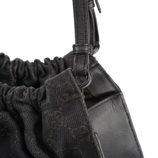 Gucci 76554 Brown GG Canvas Ruched Shoulder Bag