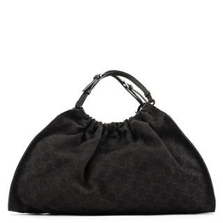 Gucci 76554 Brown GG Canvas Ruched Shoulder Bag