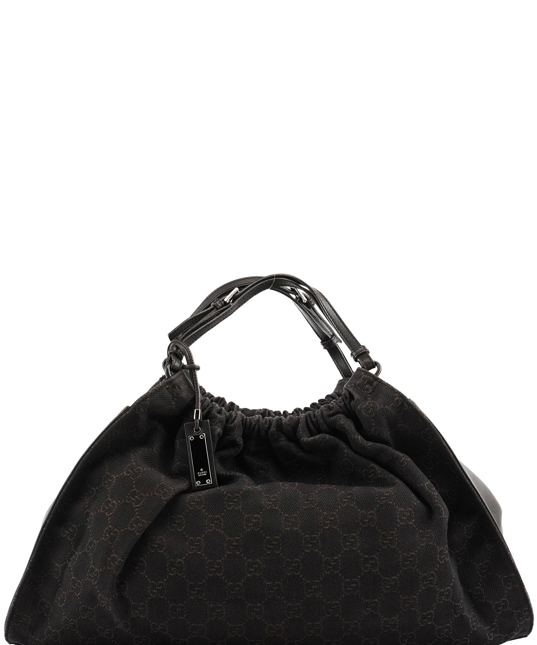Gucci 76554 Brown GG Canvas Ruched Shoulder Bag