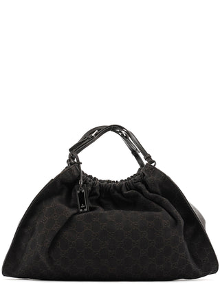 Gucci 76554 Brown GG Canvas Ruched Shoulder Bag