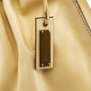 Gucci 76554 Ivory Leather Ruched Tote Bag