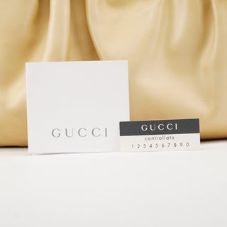 Gucci 76554 Ivory Leather Ruched Tote Bag