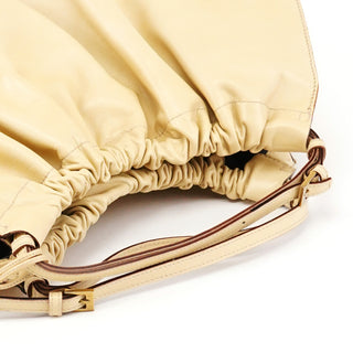 Gucci 76554 Ivory Leather Ruched Tote Bag