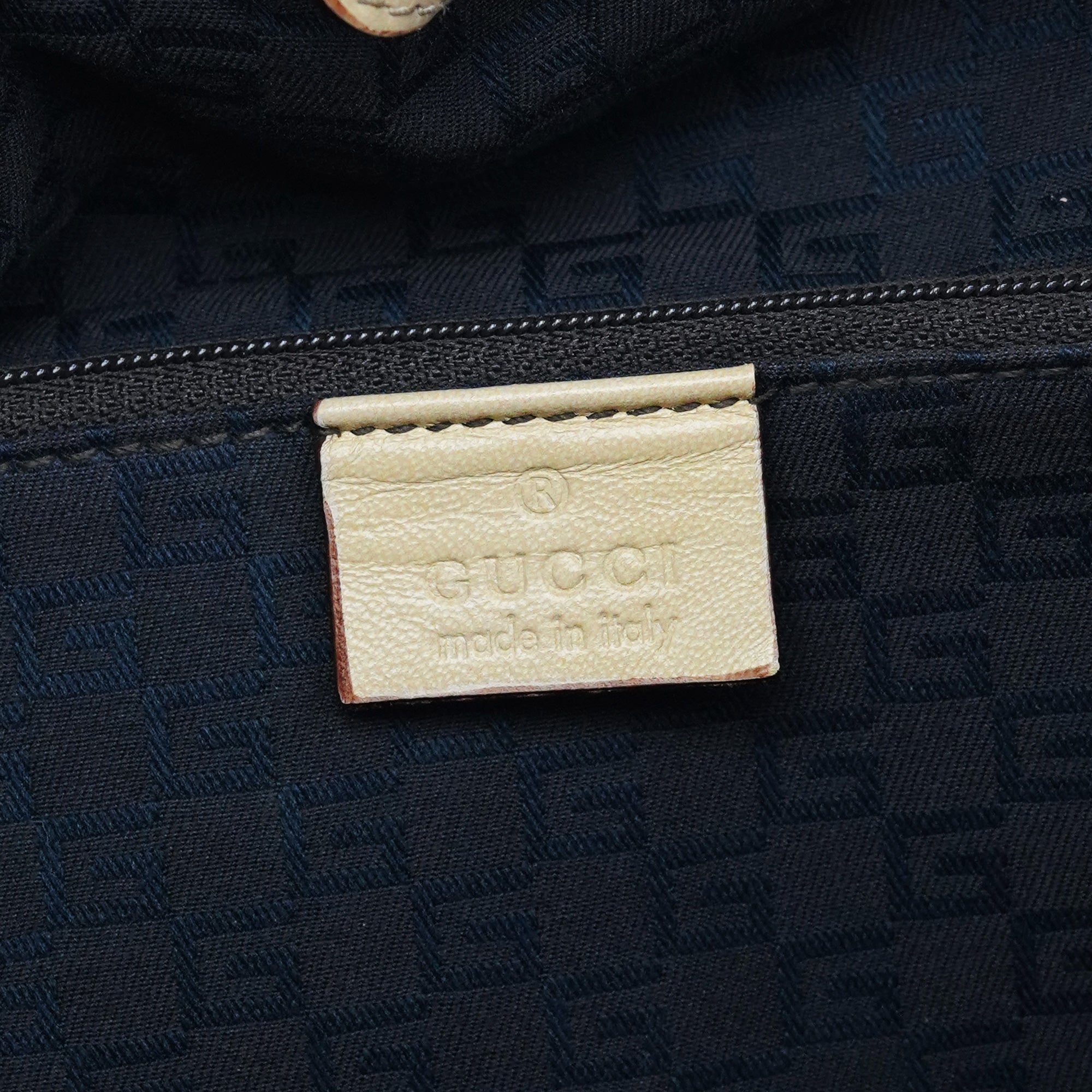 Gucci 76554 Ivory Leather Ruched Tote Bag