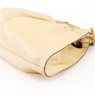 Gucci 76554 Ivory Leather Ruched Tote Bag