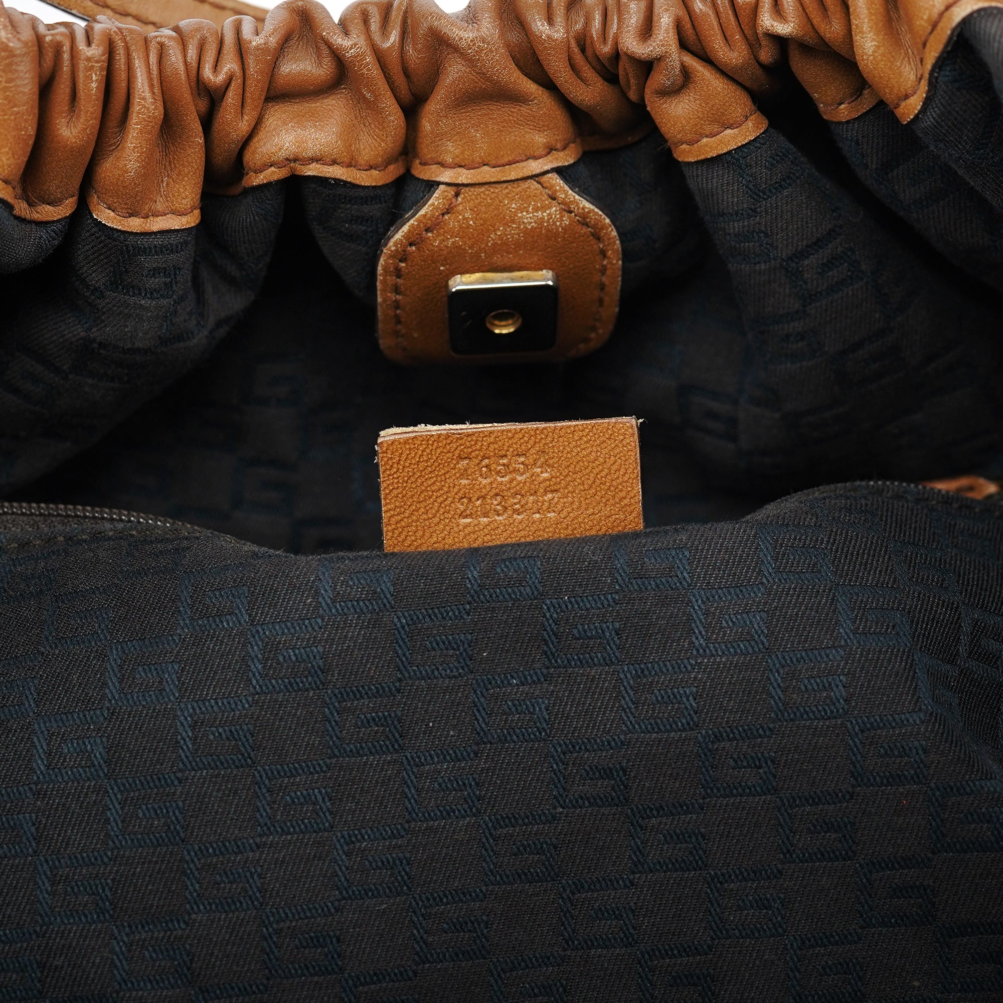 Gucci 76554 Light Brown Ruched Tote Bag