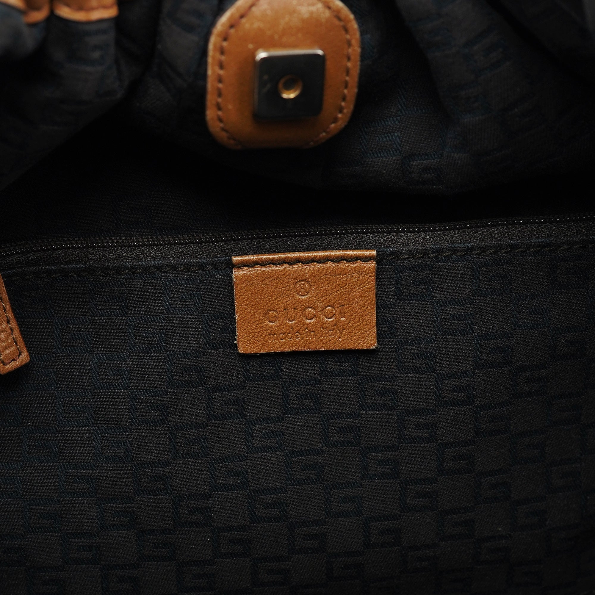 Gucci 76554 Light Brown Ruched Tote Bag