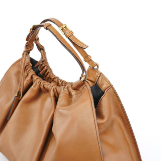 Gucci 76554 Light Brown Ruched Tote Bag