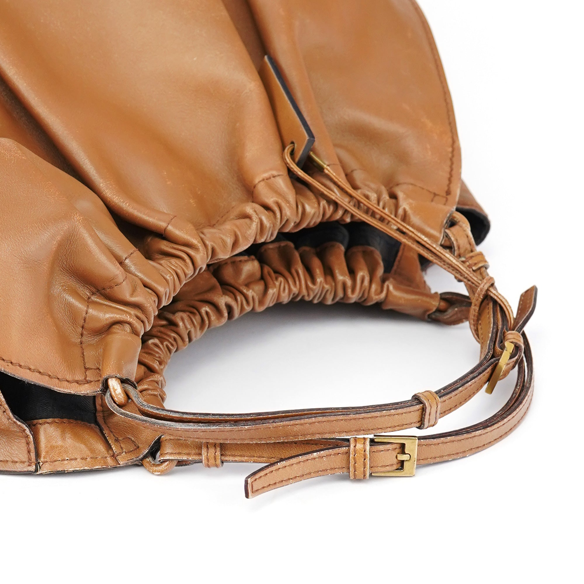 Gucci 76554 Light Brown Ruched Tote Bag