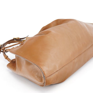 Gucci 76554 Light Brown Ruched Tote Bag