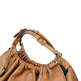 Gucci 76554 Light Brown Ruched Tote Bag