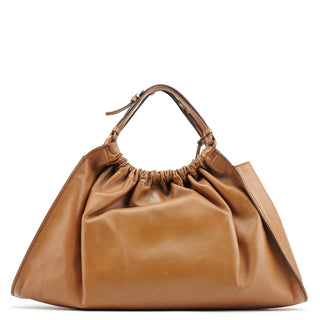 Gucci 76554 Light Brown Ruched Tote Bag