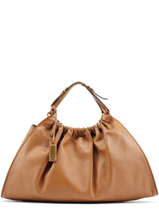 Gucci 76554 Light Brown Ruched Tote Bag
