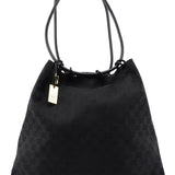 Gucci 90640 Black GG Drawstring Shoulder Bag