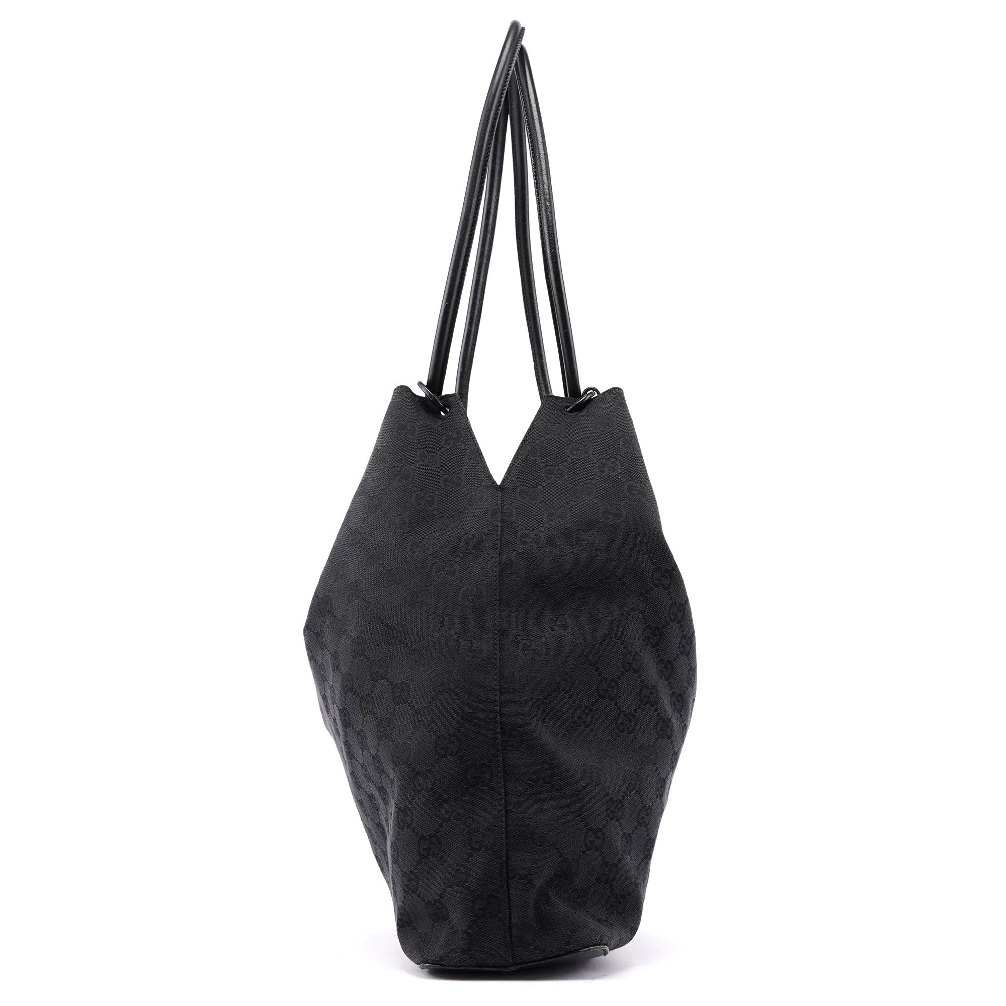 Gucci 90640 Black GG Drawstring Shoulder Bag