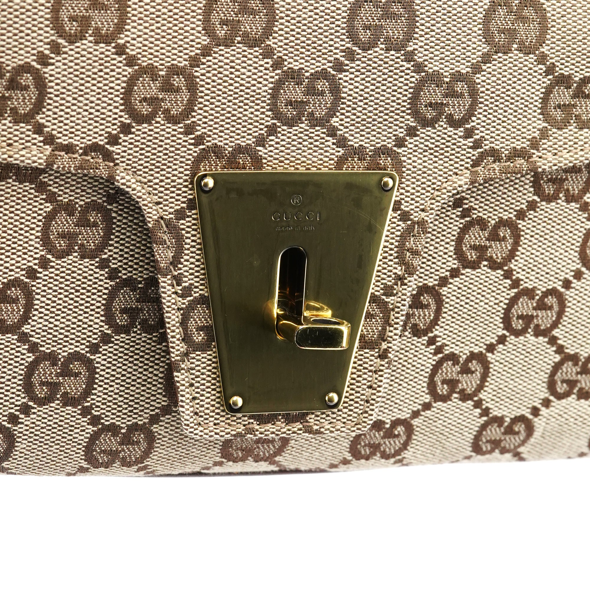 Gucci 90643 Sac porté épaule Turnlock en toile GG beige