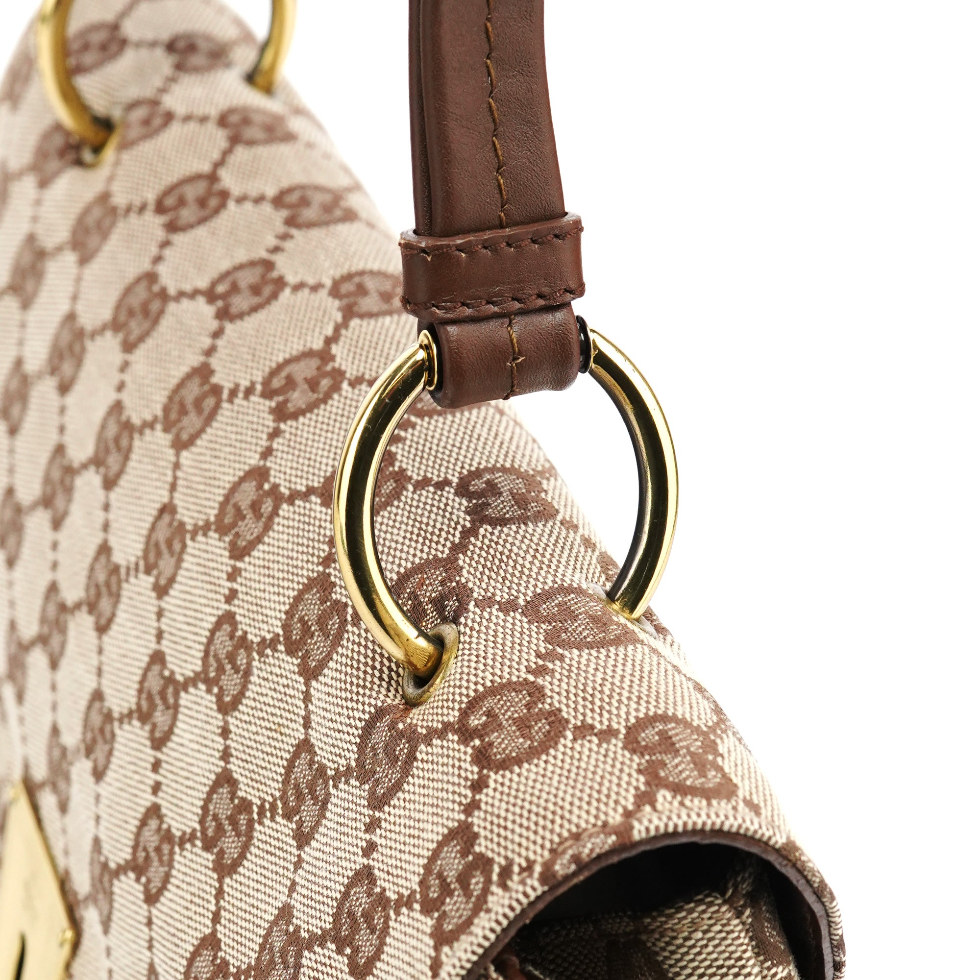 Gucci 90643 Sac porté épaule Turnlock en toile GG beige