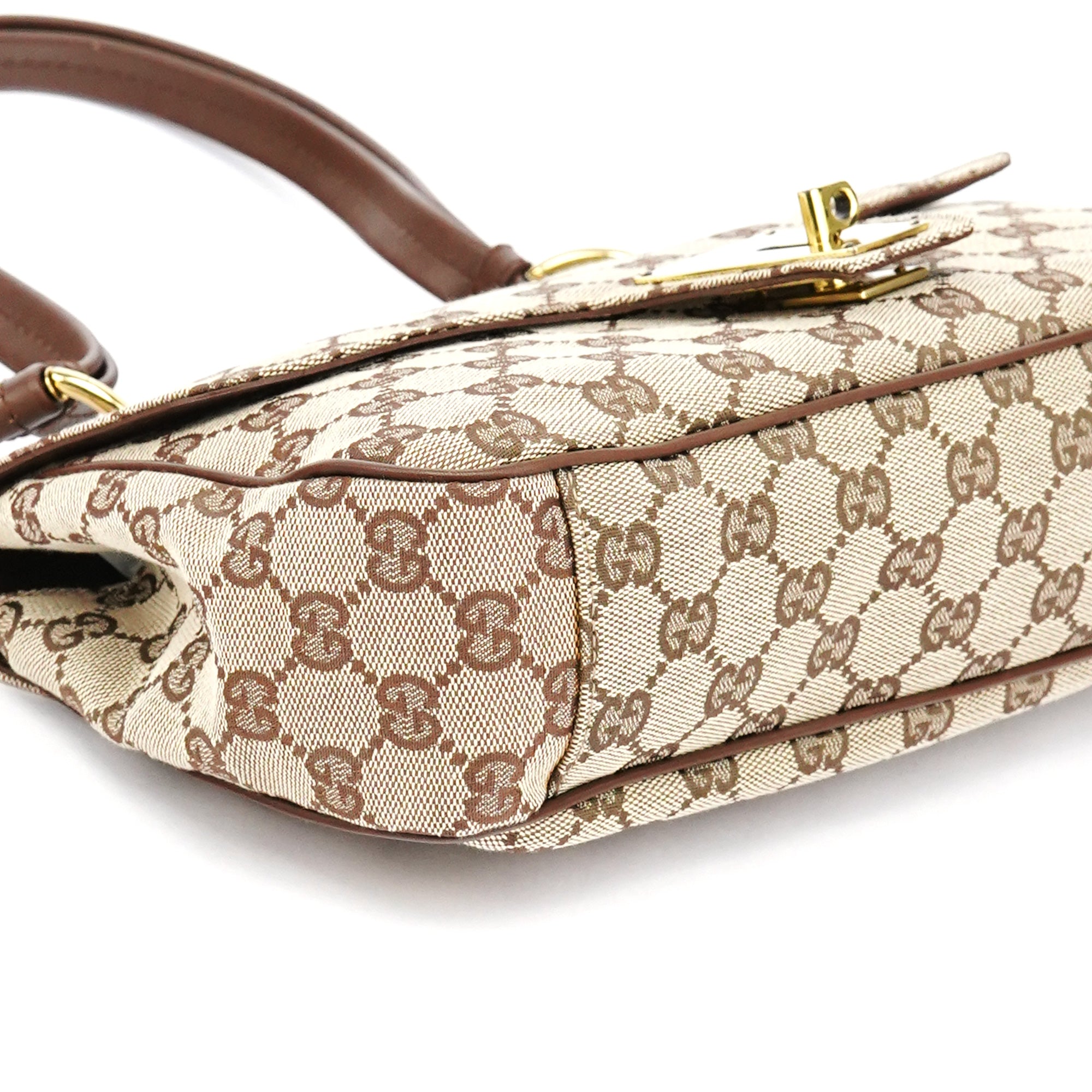 Gucci 90643 Sac porté épaule Turnlock en toile GG beige
