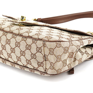 Gucci 90643 Beige GG Canvas Turnlock Shoulder Bag