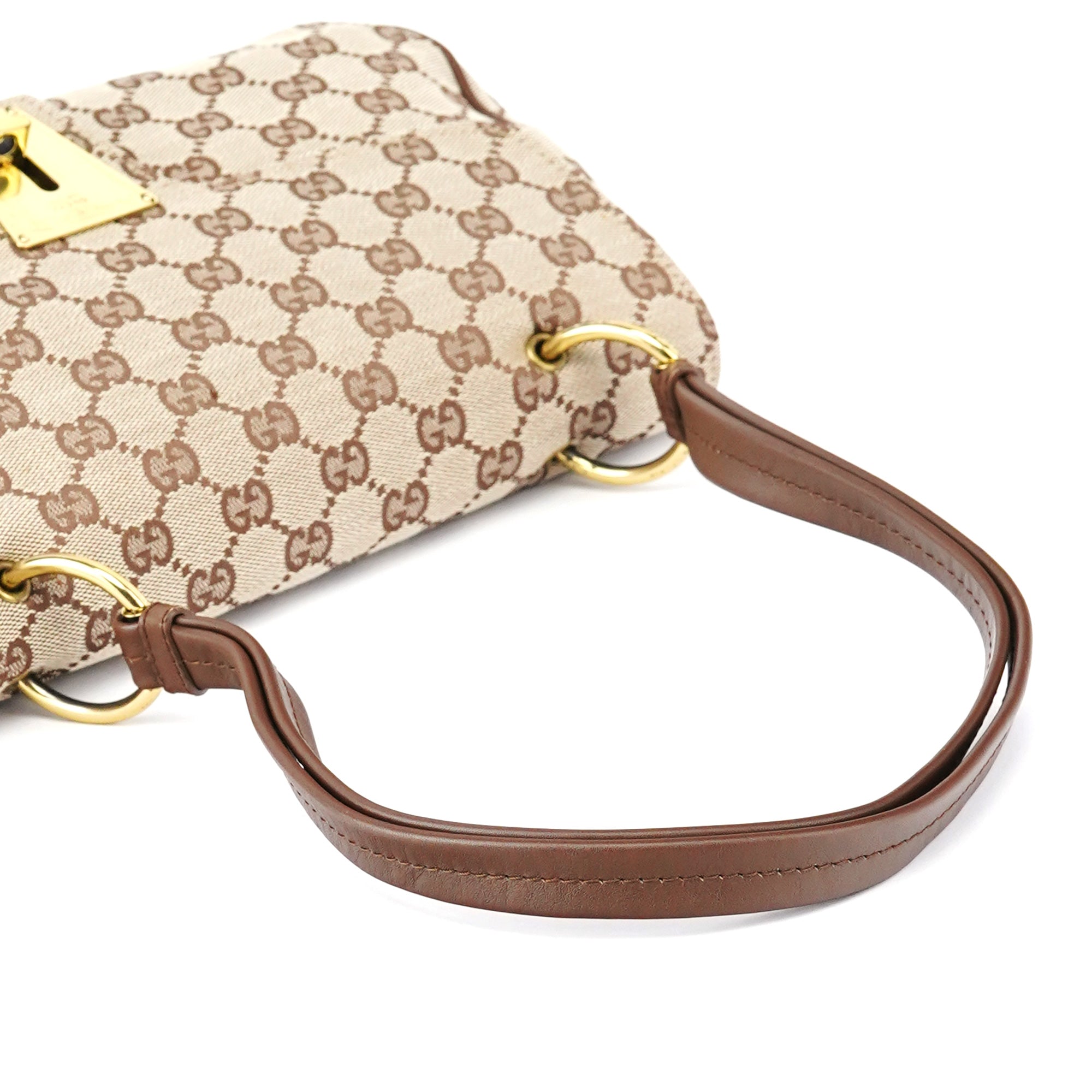 Gucci 90643 Sac porté épaule Turnlock en toile GG beige