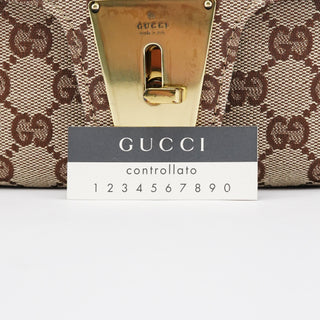 Gucci 90643 Beige GG Canvas Turnlock Shoulder Bag