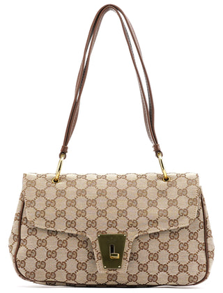 Gucci 90643 Beige GG Canvas Turnlock Shoulder Bag