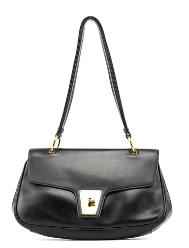 Gucci 90643 Black Calfskin Buckle Shoulder Bag