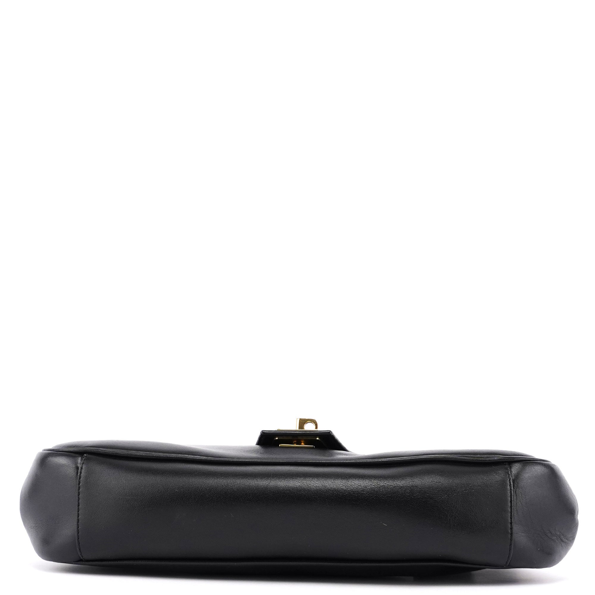 Gucci 90643 Black Calfskin Buckle Shoulder Bag