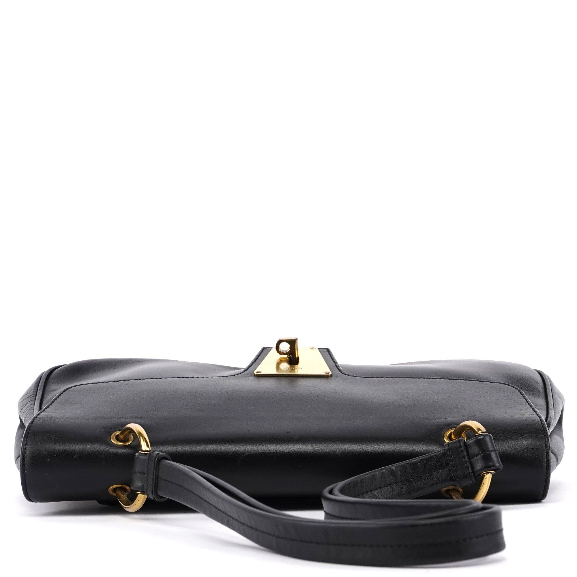 Gucci 90643 Black Calfskin Buckle Shoulder Bag