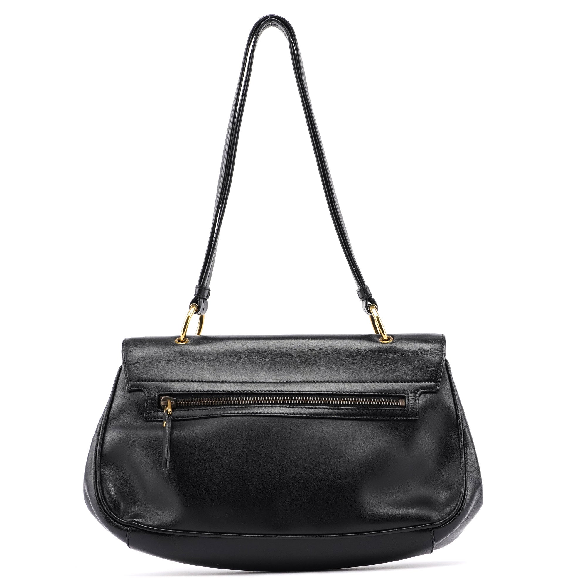 Gucci 90643 Black Calfskin Buckle Shoulder Bag