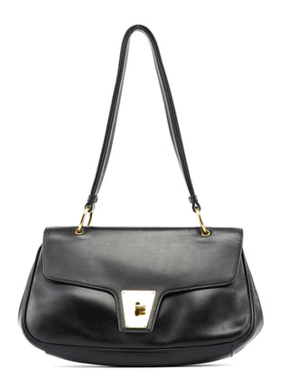 Gucci 90643 Black Calfskin Buckle Shoulder Bag