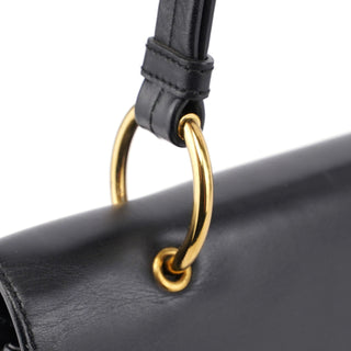 Gucci 90643 Black Calfskin Buckle Shoulder Bag