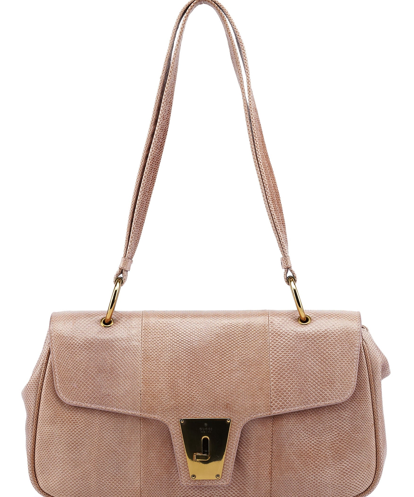 Gucci 90643 Pale Pink Lizard Shoulder Bag