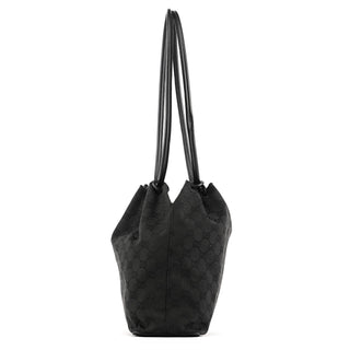Gucci 90644 Black GG Canvas Drawstring Shoulder Bag