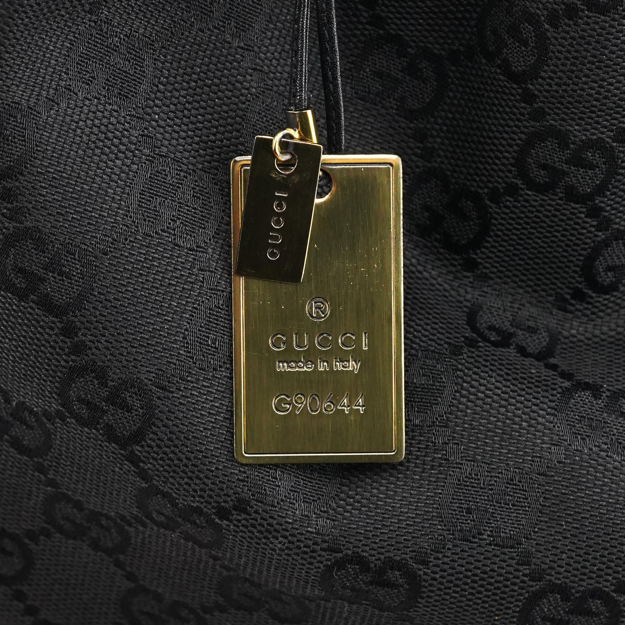 Gucci 90644 Black GG Canvas Drawstring Shoulder Bag